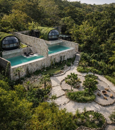 Villa Kapsul Kaca Di Tengah Hutan View Laut - Airship Villa Bali