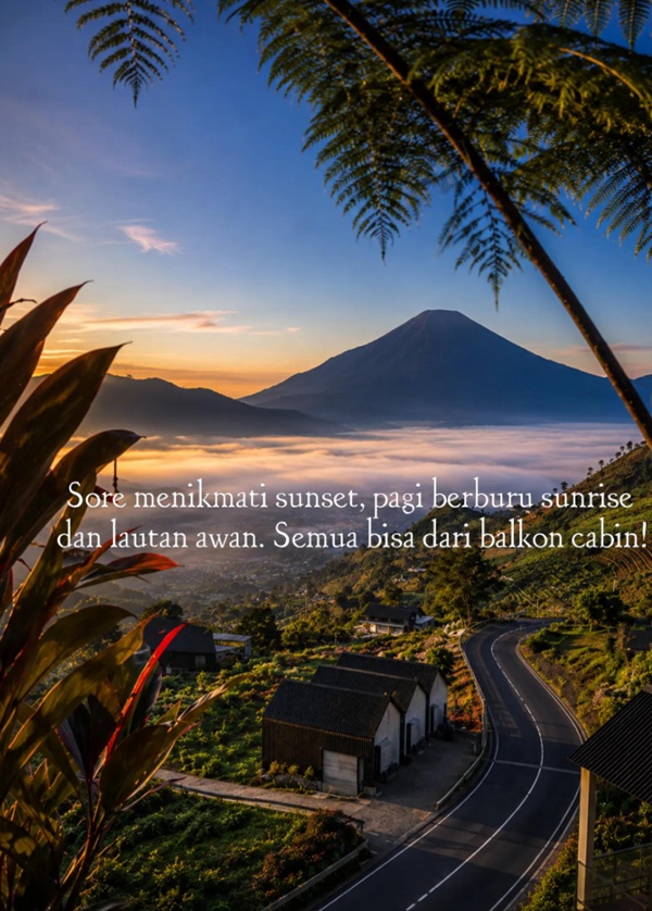 Villa Cabin Athenea Dieng View Pagi Sunrise Dan Sore Sunset Dari Balkon Kabin